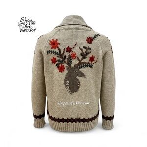 Embroidered floral deer Nepal hand-knit chunky cardigan sweater *shop@iamwarrior